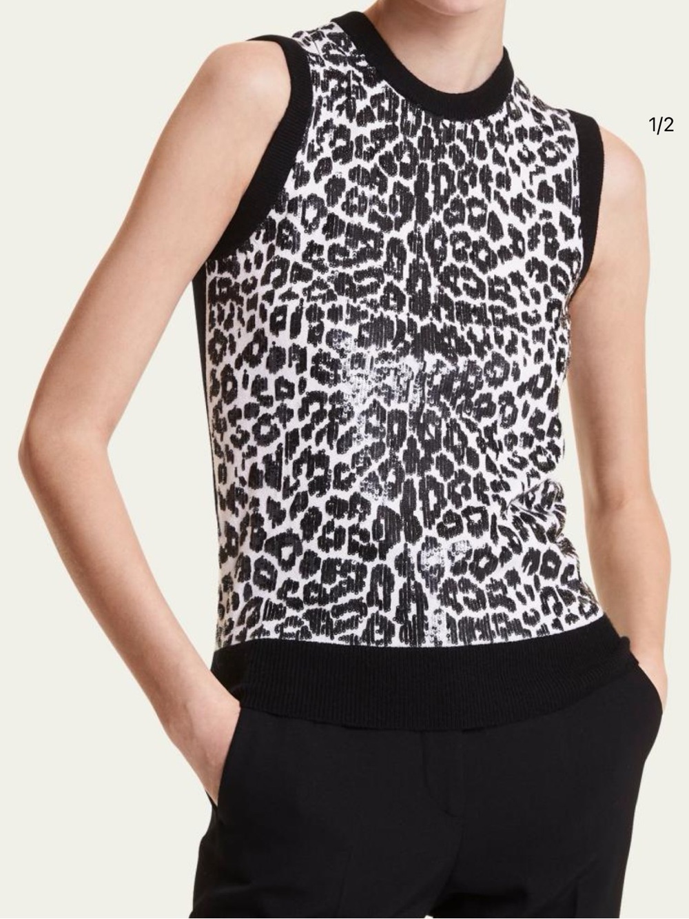 Michael Kors Collection Sequin Leopard Cashmere Sweater Vest L $1490